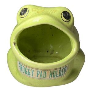 Vintage Froggy Pad Holder Sponge Brush Dish big mouth frog scouring pad holder